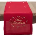 DECORATIVE RED "MERRY CHRISTMAS" TABLE RUNNER IN 14 X 72"