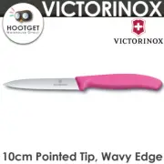 Victorinox Serrated Paring Knife Pink 10cm Pointed Tip, Wavy Edge, Classic