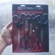 Steel Core 5 Pc Stainless Steel Scissors Set New In Package