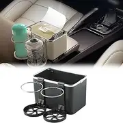 Car Armrest Storage Box, Armrest Storage Box for Your Cars, Car Center Console Organizer - with Foldable Cup Holders, for SUV, Truck, Sedan – Easy Install (A-Black,2-Cup Holder)