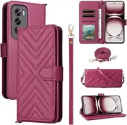 Compatible with Oppo A54S / A16S / A16 / A54 4G / A55 / A53S 5G Cover,Flip Kickstand Double Card Slot Wallet Case Red