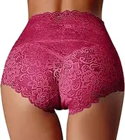 [Generic] Women's Hipster Panties High Waist Lace Briefs Ladies Comfortable Underwear Breathable Full Coverage Briefs