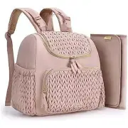 Pink Travel Backpack with Diaper Changing Mat - Small Size, Insulated Pocket,Per