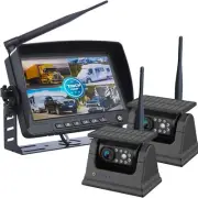 Digital Wireless 7" DVR monitor 2x solar magnetic reverse backup camera Caravan