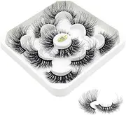 HIDOU False Eyelashes 5 pairs,Fake Lashes Strip Narural Fluffy Wispy D Curly Cat Eye Look Faux Mink Lashes