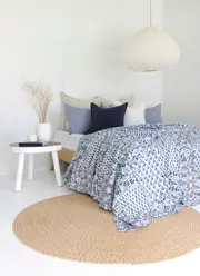 Kantha Quilt Indian Quilt Block Print Quilt Bedspread Bohemian Boho Cotton Throw Quilt Handmade Blanket Doona King Size 044