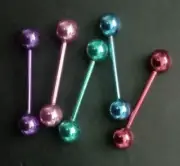 5pc Tongue Bar Nipple Body Piercing Jewellery Set Metallic Finish