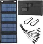 Fxvhojq 100W Solar Panel Folding Charger, IP65 Waterproof, Lightweight, USB, Compatible with Smartphones, Tablets, Power Banks
