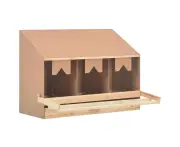 Chicken Coop Nesting Box Solid Pine Wood Spacious 3-Compartment Egg Laying
