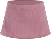 [FEESHOW] Girls Mini Skirt Side Slit Ribbed Ballet Skirt with Shorts Dance Skirt Skort Elastic Waistband Sports Skirt