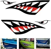 MOOCY Shark Teeth Mouth Decals Sticker， Kayak Stickers，Boat Stickers Waterproof DIY Funny Graphics Accessories for Kayak Canoe Fishing Boat Car Truck Jet Ski,Kayak Accessories 2 Pcs
