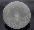 Selenite Crystal(Gypsum)Etched White Lotus Mediation Disk 246 Grams- 8.6 Oz's