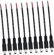 BRIGHTFUFU 10 Pack 5.5x2.1mm Dc Power Connector Cable Jack Adapter Black for CCTV Systems