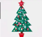 32" Fabric Christmas Tree with Birds Hanging Advent Calender Green - Workshop