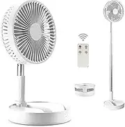 SDYXJ Portable Fan Rechargeable, Stand & Table fan Folding Telescopic & Adjustable Height for Office Home Outdoor Camping with remote (white)
