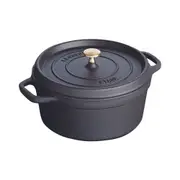 Staub 24cm/3.8L Cast Iron Round Cocotte Pot w/ Lid Induction Cookware Black