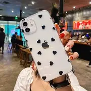 Phone Case for iPhone 11 Pro Max 12 13 Mini 7 8Plus X XR XS Max Transparent Cute Cartoon Love Heart Soft TPU Mobile Cover,T5,for iphone12 pro max