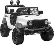 Mazam Kids Ride on Car 12V Ride on Jeep with Remote Control, Seat Belt, Headlight Built in Songs, Hron and MP3 Connect, 30kg Capacity Suitable for 3-6 Years White
