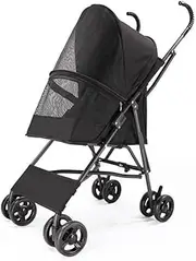Pet Stroller Outdoor Pet Stroller, Dog and Cat Stroller, Portable Outdoor Stroller, Small and Medium-Sized Stroller Small Pet Stroller(Black)