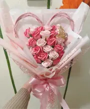 Luxury Handmade Soap Flower Bouquet-Pink For Valentine, Bday , Anniversary ( US)