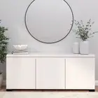 3 Door Buffet Sideboard Storage Cabinet 6 Shelves Dining Room Kitchen White