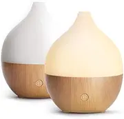 SALKING Essential Oil Diffuser (Set of 2), 100ml Small Aromatherapy Diffuser with Auto Shut-Off, Ultrasonic Diffusers for Essential Oils, Cool Mist Humidifier with Warm White Lights, for Office Home