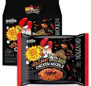 Paldo Volcano Hot+Spicy Instant Curry Chicken Noodle 4.93oz x 4Packs(Pack of 12)