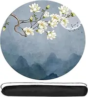 Mahjong Tablecloth Mat Round Thickened Soundproof Anti Slip Playing Cards Dining Table Coffee Table Mat(Light Blue,33.4X33.4)