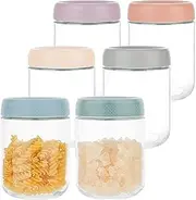 16 oz Mason Jars,Overnight Oats Containers with Lids,Wide Mouth Glass Jars with Airtight Lids,Glass Food Storage Containers for Milk,Salad,Snacks,Yogurt,Spice,Sugar,Cereal (6)
