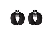 2PK Milano Decor Polyester Memory Foam Travel Neck Support Pillow 30x30cm Black