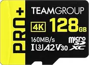 TEAMGROUP A2 Pro Plus Card 128GB Micro SDXC UHS-I U3 A2 V30, Read/Write up to 160/110 MB/s for Nintendo-Switch, Gaming Devices, Tablets, Smartphones, 4K Shooting, with Adapter TPPMSDX128GIA2V3003