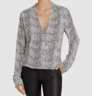$148 Splendid Women's Gray Crossover Snake Print Button Down Top Size XS