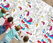 Wiooffen 47"x 82" Unicorn Giant Coloring Tablecloth Posters Activity for Kids, Huge Holiday Color-in Paper Poster Table Cover Arts and Crafts for Kids Preschool Kindergarten Classroom