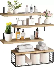 Floating Shelves，Floating Book Shelves for Wall,Home Decor, 4 Sets of Wall Shelv