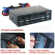 5.25" Pc Front Panel Dashboard Media Usb 3.0 Hub Audio Esata Sata Card Reader SZ