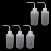 5 Pcs 250mL Bent Tip White Plastic Oil Chemical Liquid Storage Squeeze Bottle