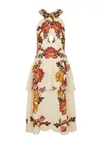 Farm Rio Printed Linen-blend Midi Dress - Multicoloured - XS (UK6 / XS) XS (UK6 / XS)