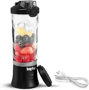 Portable Smoothie Blender Smoothie Maker for Shakes 600ml Personal Blender USB Rechargeable with 6 Blades Leakproof Cordless Mini Blender on the Go Cup for Gym Travel Sports Office, Black -Total Chef