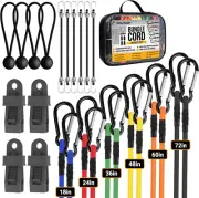 Bungee Cords with Carabiner Hooks (26-Piece Set)–Heavy Duty Assorted Sizes (72",