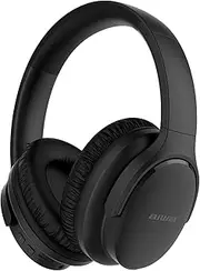 Aiwa Over-Ear Bluetooth Headphones with Cable, Aeroplane Adaptor, Black AWH2H-BLK