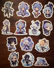Adorable Blue Themed Cute Girl Chibi Anime Stickers - 14 Pieces