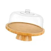 Wood Cake Stand with Lid Round Cake Holder Farmhouse Board Multifunctional