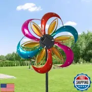 Solar 45" Leaves Wind Spinners for Yard and Garden, Metal Kinetic Outdoor Dec