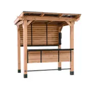 Backyard Discovery Cedar Springs 2.4 m x 1.8 m Outdoor Bar with Galvanized Steel Roof, Bar Top, and PowerPort