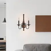 Retro Candle E14 Wall Sconce Decorat Rustic Home Wall Mounted Lamp Candle Wall Lights WoodMetal Wall Lamp Bedroom Living Room Lighting