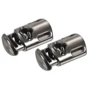 Plastic Cord Locks End Spring Stopper(0.3" x 0.2") 6pcs Single Hole Silver Black