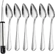 WXJ13 7 PCS Grapefruit Spoons and Grapefruit Knife, Stainless Steel Grapefruit Dessert Spoon Serrated Grapefruit Utensils Tools for Citrus Fruits Kiwi Lemon Desserts Salads
