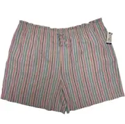 Terra & Sky Women's Plus Size Beige Striped Elastic Waist Shorts Size 3X