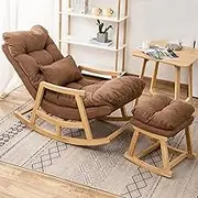 YVYKFZD Upholstered Rocking Chair, Glider Chair with High Backrest, Comfy Nursery Lounge Chair, for Living Room, Hotel, Bedroom, Office, Load Capacity 150kg (Color : Coffee Color 1)