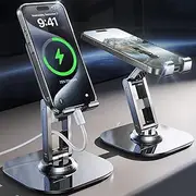 LISEN Cell Phone Stand Mobile Phone Holder iPhone Stand Foldable Adjustable Cellphone Cradle Desktop Dock Kindle Stand for iPhone 16 Pro Max, Samsung Galaxy S24, Nintendo Switch, E-Readers 4-10"